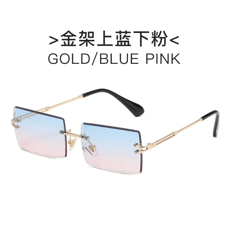 New Borderless Rectangle Sunglasses Women's Metal Square Fashion Sun Glasses Women's Summer Travel Eyewear UV400 Gafas De Sol