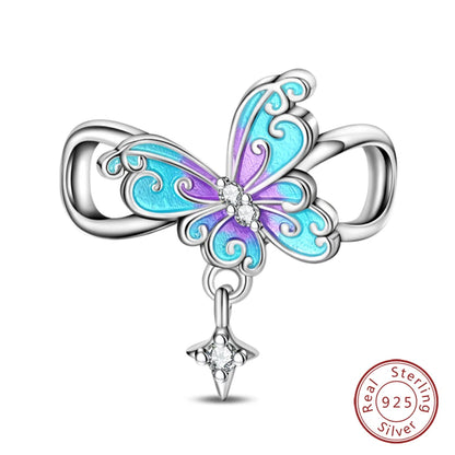 925 Sterling Silver Blue Purple Butterfly Perfume Bottle Starry Sky Hot Air Balloon Charms Beads Fit DIY S925 Bracelets Jewelry