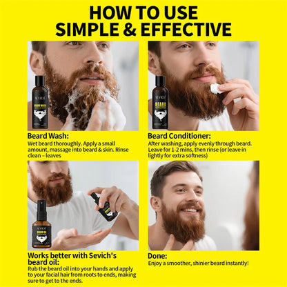 Beard Growth Kit Beard Growth Essence Oil Nourishing Beard Conditioning For Men Wash Care Set Beard Styling Massage Strengthen