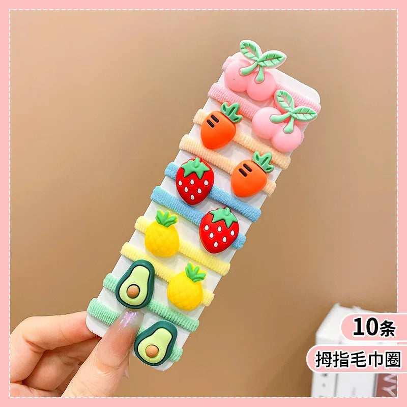10Pcs/Set Fashion Cute Children's Rubber Band Girl's Hair Ties High Elastic Durable Hair Accessories Do Not Hurt Hair Scrunchie
