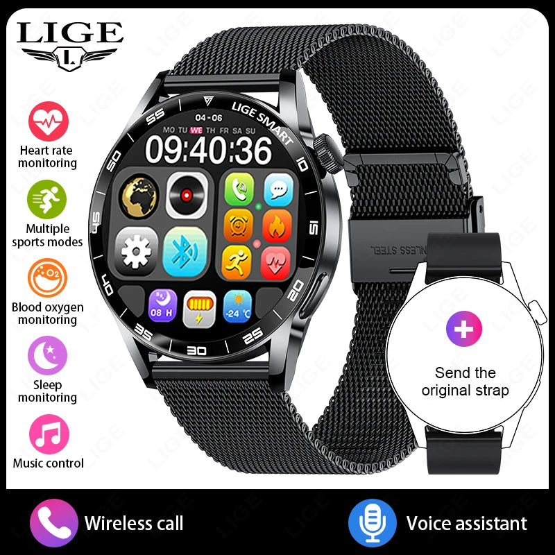 LIGE 2025 Voice Calling Smart Watch Men 1.38" HD IP68 Waterproof Sports Fitness Watches New Man Women Smartwatch For Android iOS