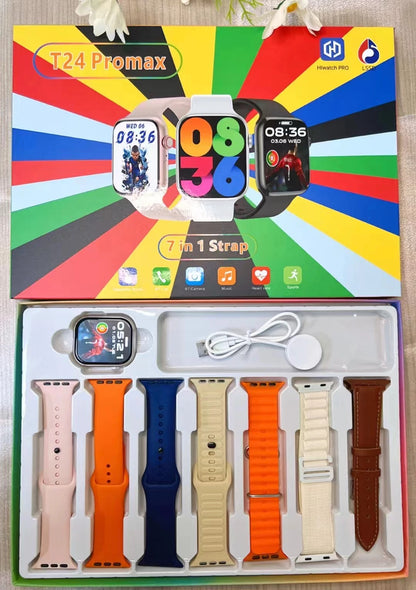 7 in 1 Strap Smart Watch T24promax Sports Watch for men Women Bluetooth Call SmartWatch Series 10 for Apple Smart Watch 2024 New