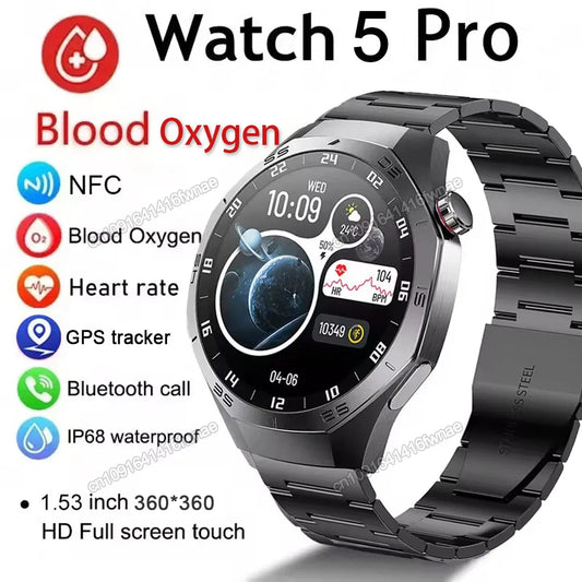 GT5 Pro GPS NFC Smart Watch Men 360*360 AMOLED Screen Heart rate Bluetooth Calls IP68 Waterproof Man Smartwatch For Android IOS