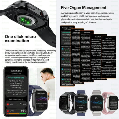New Micro Physical Examination Five Organ Health Smartwatch Blood Pressure Uric Acid Body Fat Watches Bluetooth Call Smart Watch
