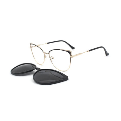 KANDREA Vintage 2 In 1 Clip On Glasses Frame Women Brand Design Polarized Sunglasses Optical Prescription Eyeglasses FNA017