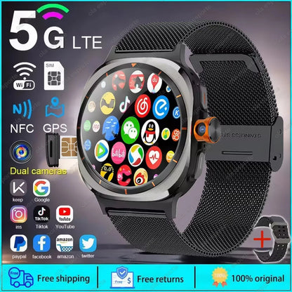 2025 New Smart Watch 8 Ultra GPS Compass NFC Function AMOLED HD Screen Bluetooth Call 5G SIM Card Sports Smartwatch Android IOS