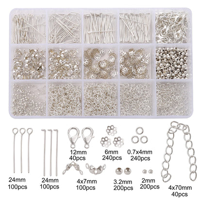 15 Grid Box DIY Metal Accessories Jewelry Making Material Set For Jewelry Making Bracelet Earrings Accessories About 1260pcs
