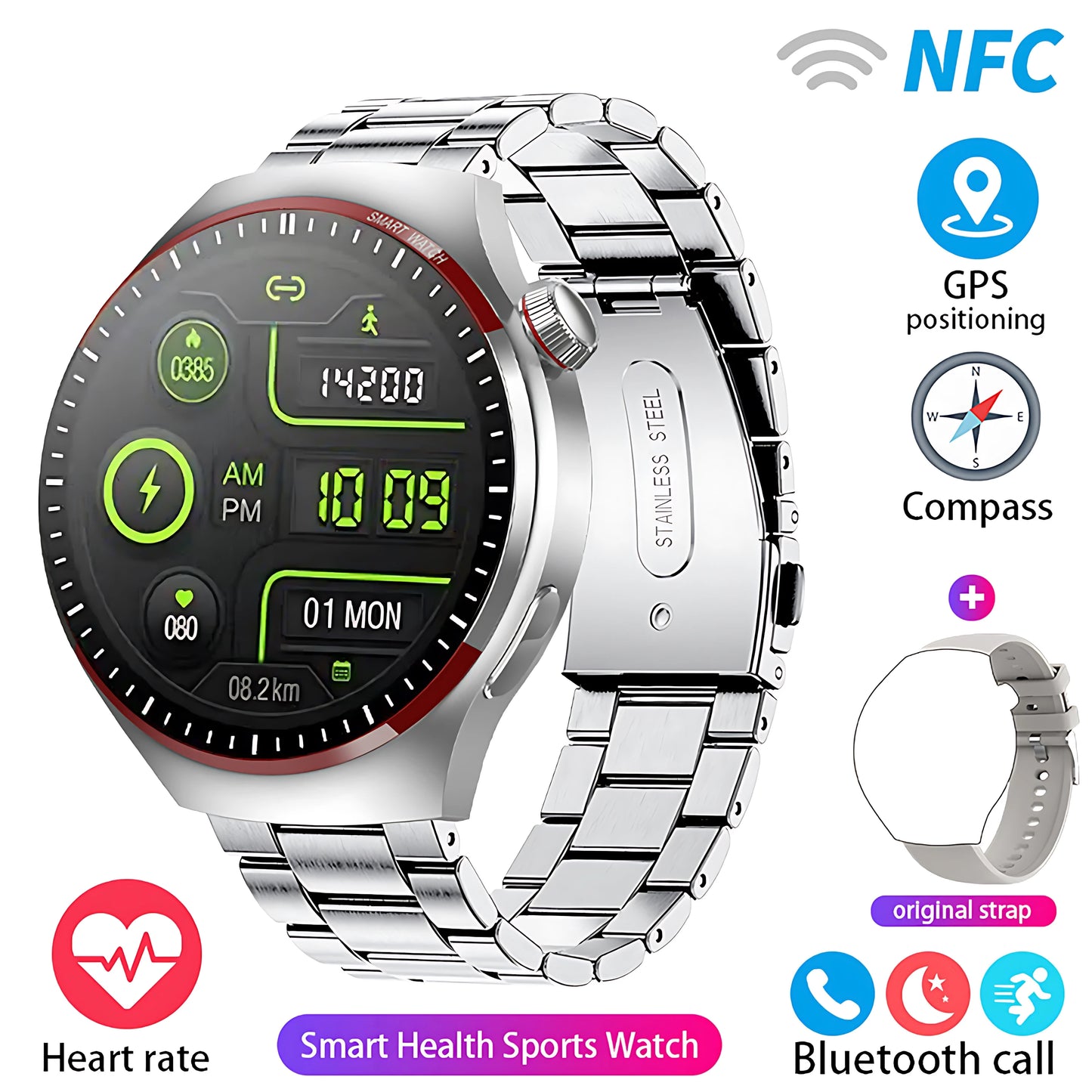 Watch 4Pro NFC GPS Smart Watch 360*360 HD Screen Heart rate Games Blood oxygen SmartWatch IP68 waterproof Sport Watches 2025 New