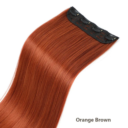 Ginger Orange Clip In Straight Hair Extensions Ombre Blond 27/613# 24inch 200g 4Pcs/pack Heat Resistant Nature Brown Hairpieces