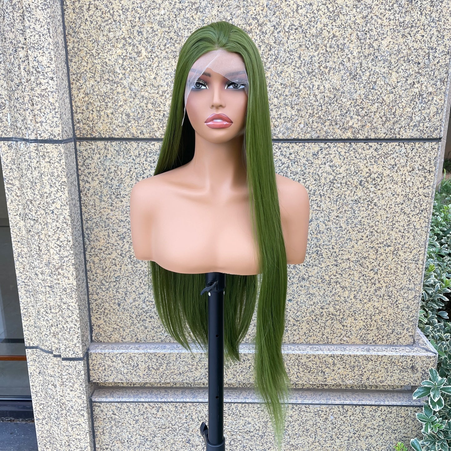 Grass Green 13x4 Synthetic Lace Front Wig for Woman Natural Hairline Long Silky Straight Wig 26 Inch High Quality Glueless Wig