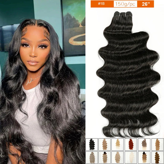 30Inches 200Grams Magicae Highlight Ombre Orange Brown Extensions Body Wave Hair Weave Bundles High Temperature Synthetic Hair