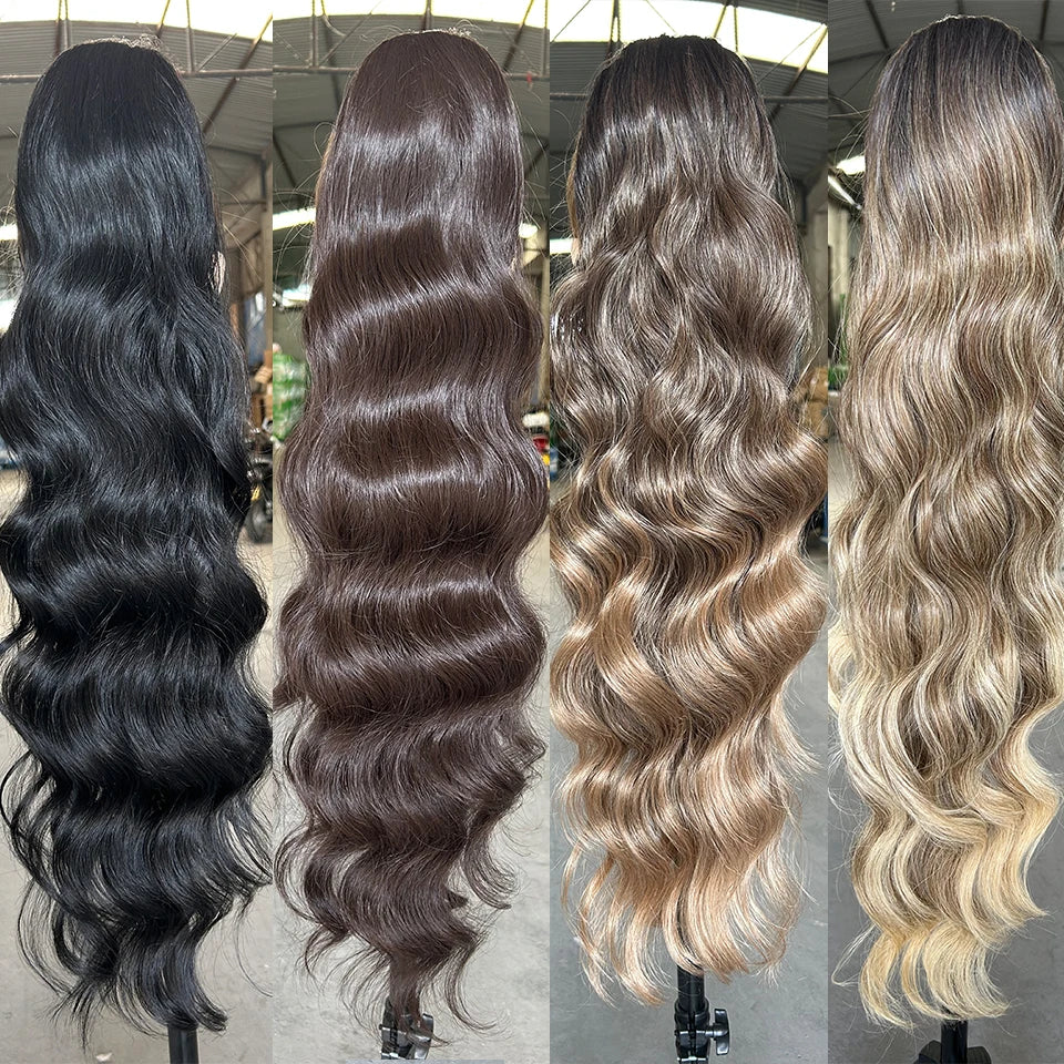 Magicae Ponytail 28Inches Ombre Brown Blond 27/ 613 Clip in Synthetic Hair Extension 180grams Heat Resistant Body Wavy