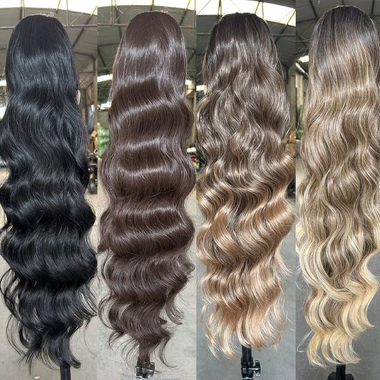 Magicae Ponytail 28Inches Ombre Brown Blond 27/ 613 Clip in Synthetic Hair Extension 180grams Heat Resistant Body Wavy