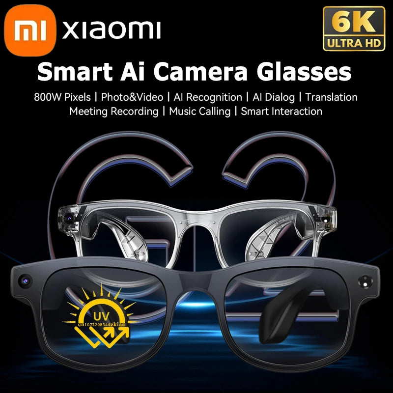 Xiaomi 6K AI Smart Camera Glasses Bluetooth Multifunction Calling Voice Assistant Music Player Translation Photochromic Glasses