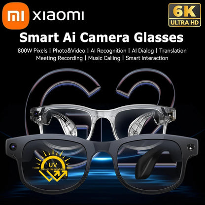 Xiaomi 6K AI Smart Camera Glasses Bluetooth Multifunction Calling Voice Assistant Music Player Translation Photochromic Glasses