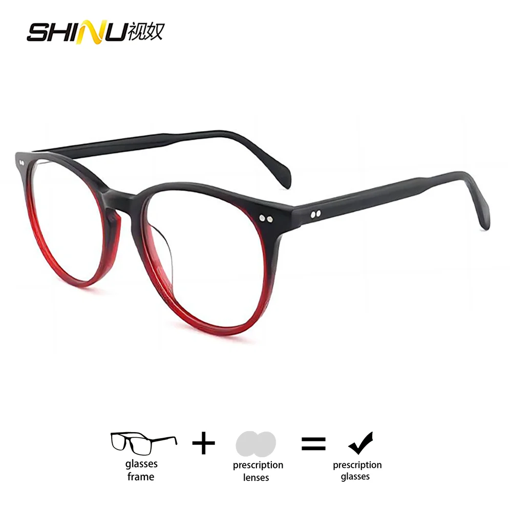 Progressive Eyeglasses Retro Frame Prescription Glasses Multifocal Presbyopia Glasses Unisex Photochromic Lenses with Recipe