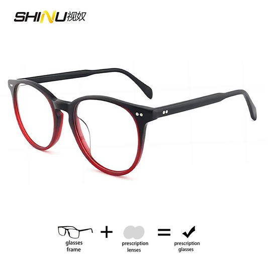 Progressive Eyeglasses Retro Frame Prescription Glasses Multifocal Presbyopia Glasses Unisex Photochromic Lenses with Recipe