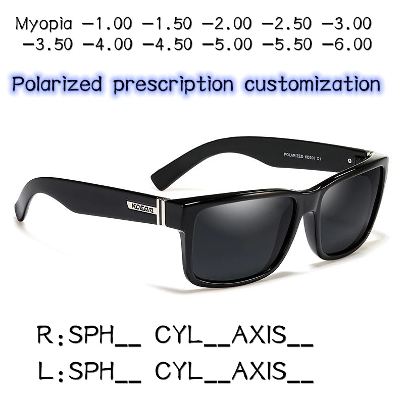 Trendy UV400 Sunglasses for Men Fashion Retro Square Polarized Sun Glasses Eyewear Male Women Vintage Myopia Eyewear0-1.0-6.00