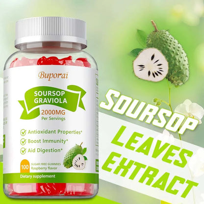 Soursop Graviola Gummies 2000Mg - Contains Vitamin C + Zinc To Aid Digestion, Cell Regeneration, Immune Support and Antioxidant