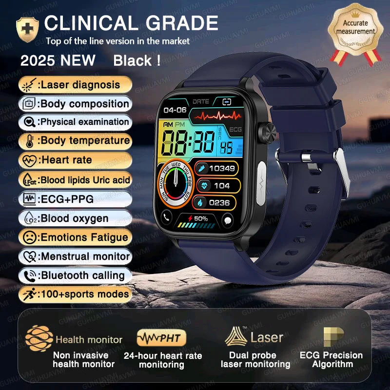 2025New ECG+PPG AI Health Diagnose Smart Watch Men Women Clock Blood Lipid BP Uric Acid Heart rate Tracker For Xiaomi Smartwatch