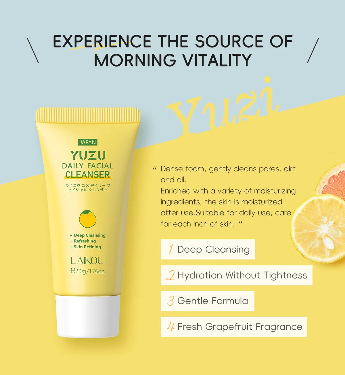 LAIKOU Facial Cleanser Skin Cleansing Moisturizing Anti Acne Blackhead Remove Skincare Face Wash Foam Face Cleanser Skin Care