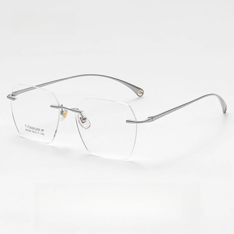 YIMARUILI Ultra-light Fashion Polygonal Luxury Myopia Eyewear Men Retro Pure Titanium Optical Prescription Rimless Glasses Women