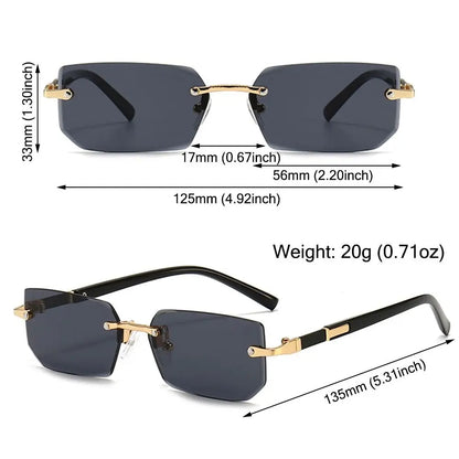 Women & Men Retro UV400 Protection Rimless Rectangle Cycling Sunglasses Y2K Shades Frameless Sun Glasses