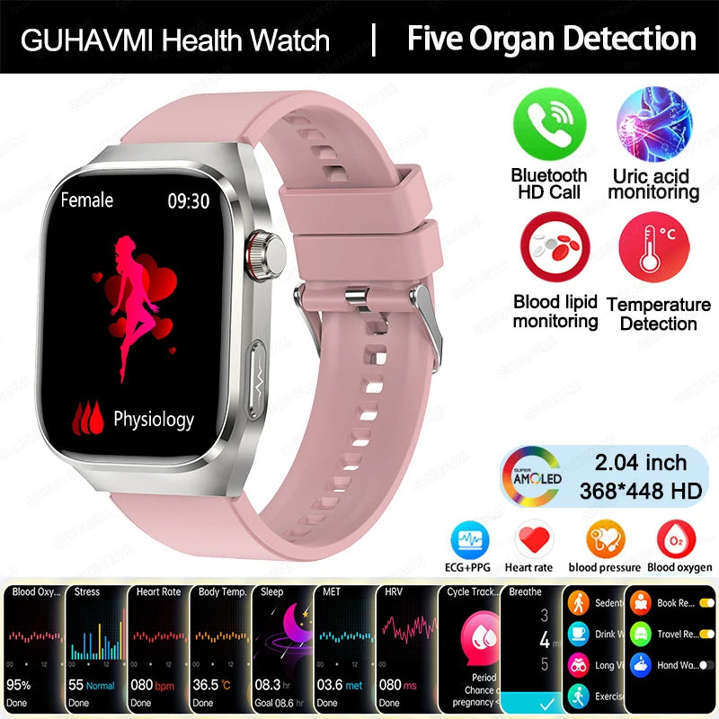New Micro Physical Examination Five Organ Health Smartwatch Blood Pressure Uric Acid Body Fat Watches Bluetooth Call Smart Watch