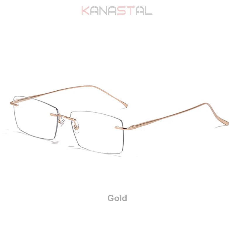 Men Rimless Eyeglasses Frame Blue Light Blocking Lenses Women Computer Pure Titanium Glasses Prescription Myopia Reading Eyewear