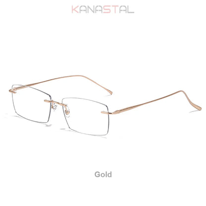 Men Rimless Eyeglasses Frame Blue Light Blocking Lenses Women Computer Pure Titanium Glasses Prescription Myopia Reading Eyewear
