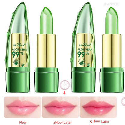 Aloe Vera Lipstick Batom Natural Temperature Change Color Jelly Lip stick Long Lasting Moistourizing Nutritious Lip Balm Makeup