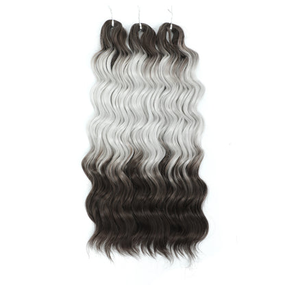 Anna 3Pcs 24Inch 300G Ombre Yellow Rainbow Water Deep Wave Crochet Braids Sliver White Synthetic Hair Extension Body Wavy Twist