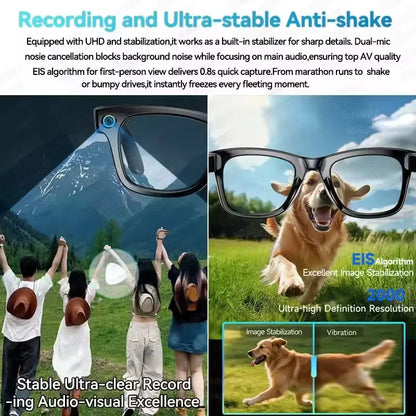 2025 New Women 4K UHD 800W Pixel Anti Shake Camera Glasses AI Translation WiFi Voice Smart Glasses IP65 Men Anti Blue Light lens