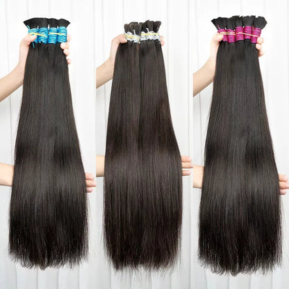 100% Real Virgin Human Hair Bulk Good Quality Natural Hair Bundle 10A Weaving For Braiding Unprocessed No Weft 1B Straight Hair