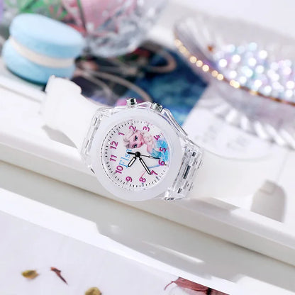 Disney Mickey Children Watches Girls Color Light Source Silicone Princess Elsa Kids Watch Boys Gift Wrist Clock