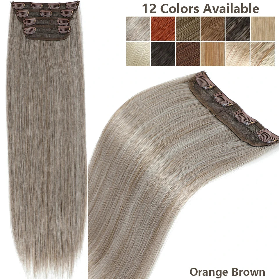 24 Inches 200grams Blond 27/613 Clips In Straight Hair Extensions 4Pcs/lot Heat Resistant Soft Natural Bio Human-Like Colored