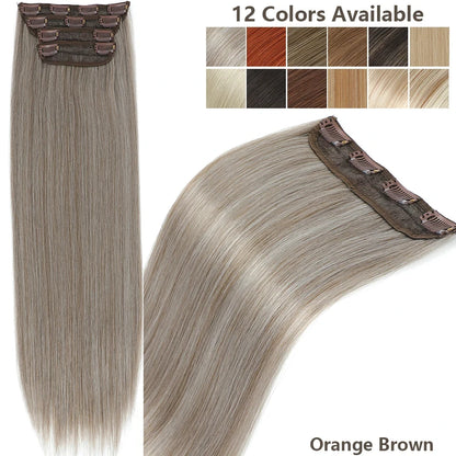 24 Inches 200grams Blond 27/613 Clips In Straight Hair Extensions 4Pcs/lot Heat Resistant Soft Natural Bio Human-Like Colored