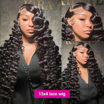 250 Density 30 40 Inch Loose Deep Wave Lace Frontal Wig 13x6 Hd Curly Human Hair Wigs 360 Water Wave Pre plucked Lace Front Wig