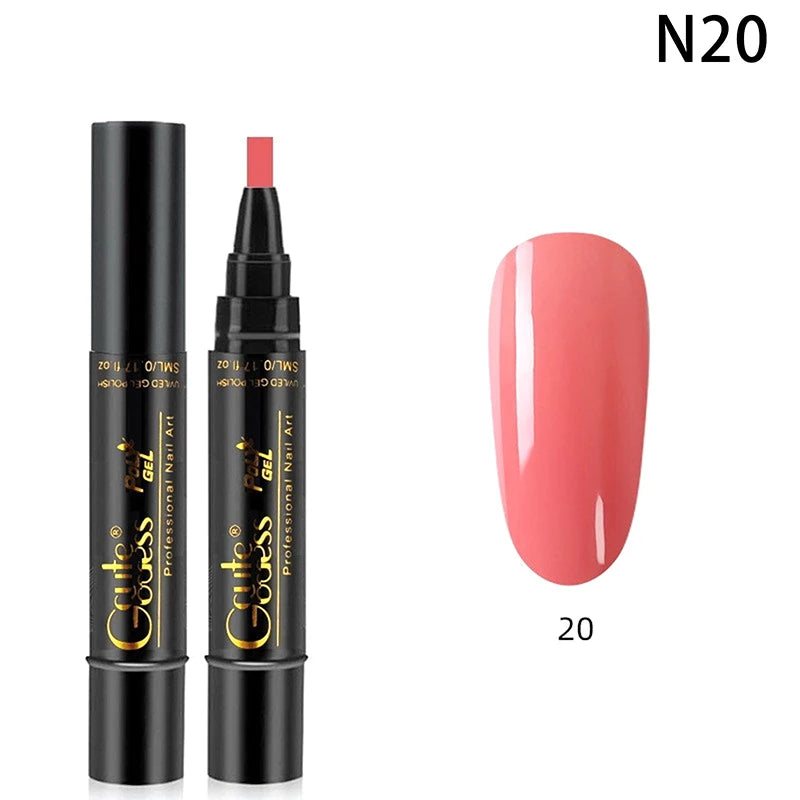 1 Pcs Pure Color Gel Nail Polish Pen For Nails Art Gel Semi Permanent Base Top Coat UV Gel Varnish Hybrid Neon Nail Polish