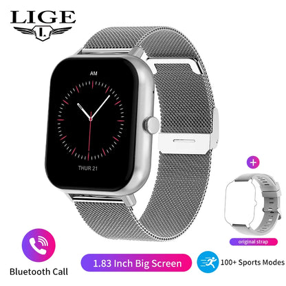 LIGE Women Smartwatch Bluetooth Answer Call Voice Assistant Whatsapp Reminder Men Smart Watch Sports Fitness Waterproof Watches