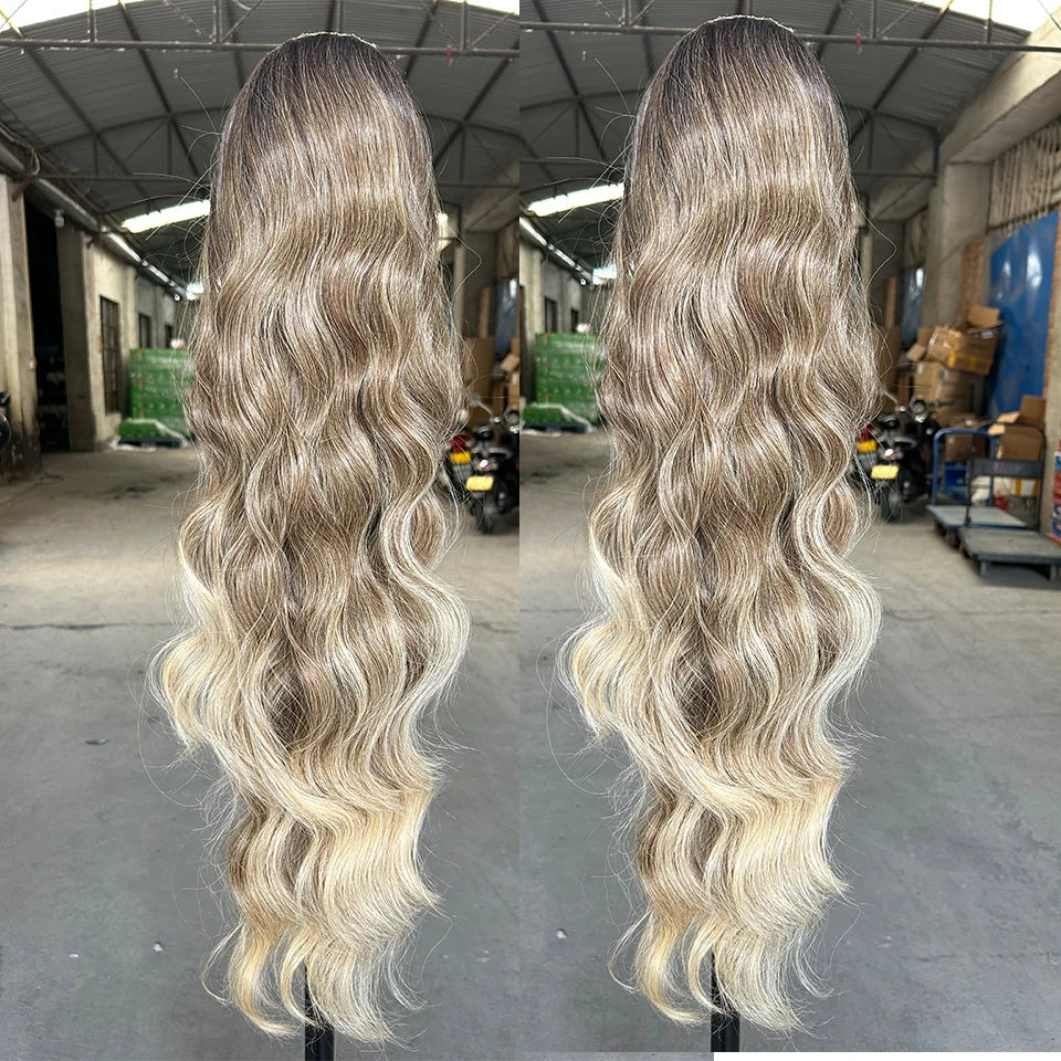 Magicae Ponytail 28Inches Blond 27/ 613 Synthetic Hair Extension 180grams Heat Resistant Ombre Brown Water Body Wave Clip in
