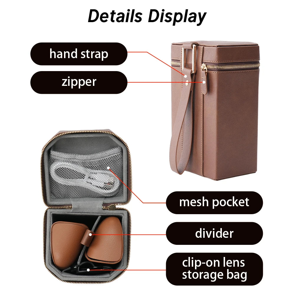 HiBLOKS For RayBan Meta Wayfarer Skyler Headliner AI intelligent Glasses Portable Bag Sunglasses PU Leather Hard Protection Box