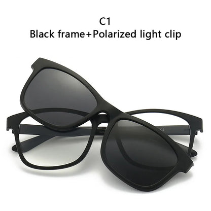 Magnetic Sunglasses Clip And Optical Glasses Frame 6 in 1 Women Men Polarized or Night Vision Multipurpose Eyeglasses  Set 2201