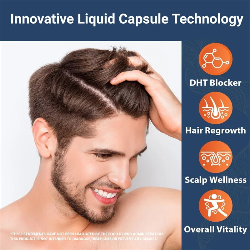 DHT Blockers for Men - Contains Saw Palmetto & Biotin To Promote Natural Hair Growth, Increase Vitality, and Maximize Absorption