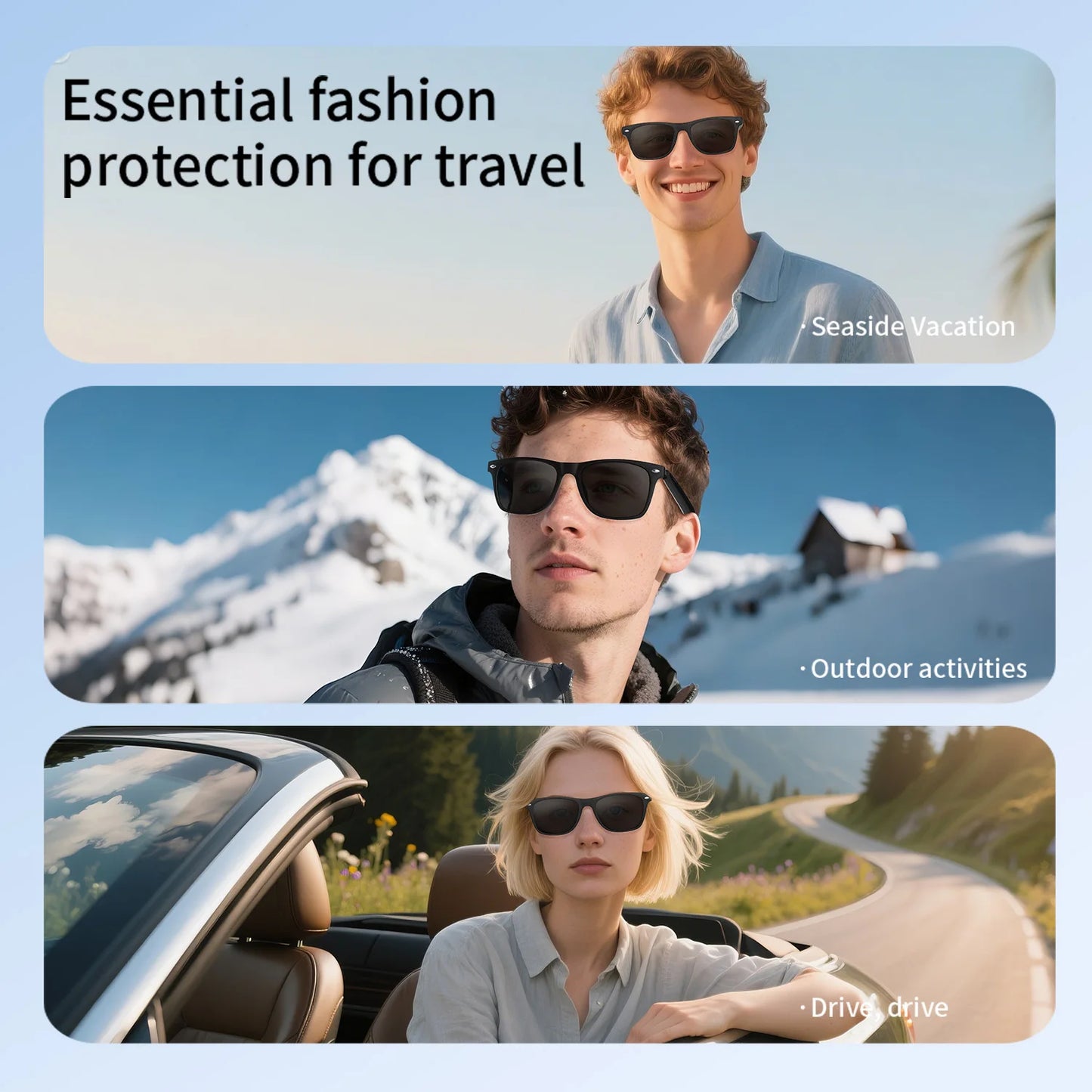 2025 Smart Glasses  AI Translation Camera Control Bluetooth Call Headphones Fashionable Sunglasses Intelligent Men Women Gifts