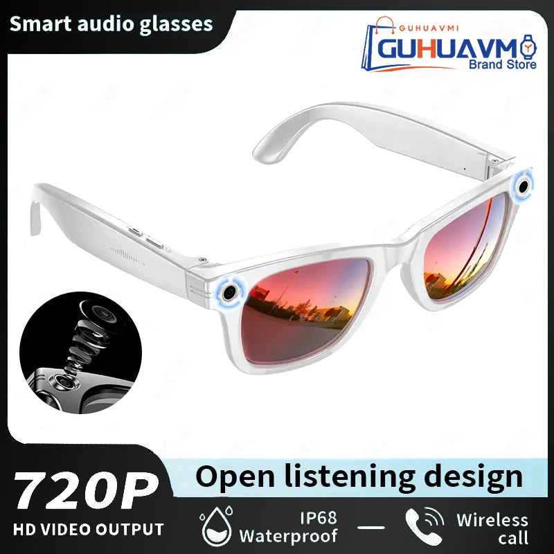 New 8MP Camera Smart Sunglasses Video Recording AI Photo Recognition Eyeglasses Wireless Bluetooth Call Glasses Sports Headphone