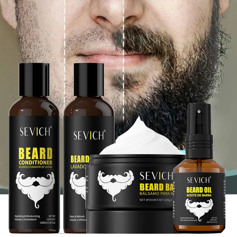 Beard Growth Kit Beard Growth Essence Oil Nourishing Beard Conditioning For Men Wash Care Set Beard Styling Massage Strengthen