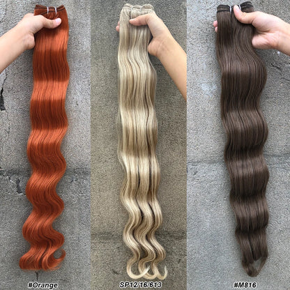 Magicae 30Inches 200G Copper Ginger Orange Body Wavy Blond 613# Sliver White Synthetic Hair Extensions For Women Hair Bundles