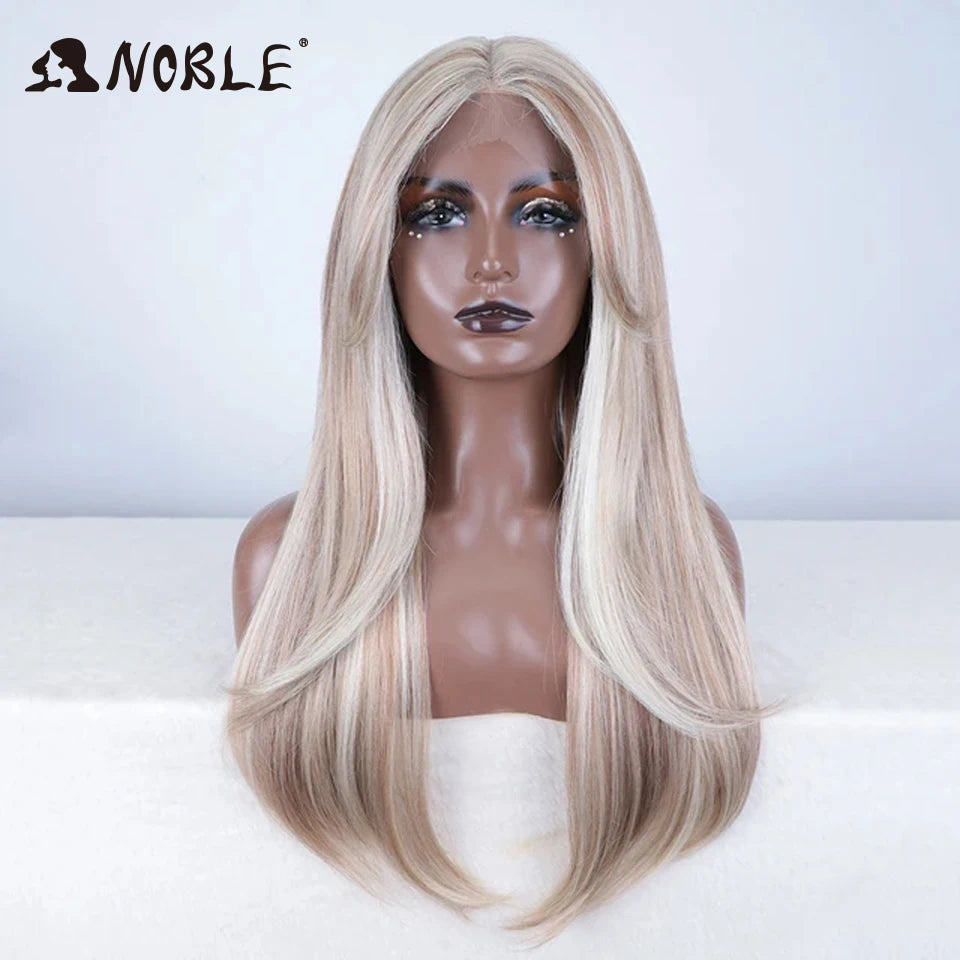 Noble Synthetic Lace Front Wig 26" Straight Ombre lace Cosplay Wig  Lace Part Wig Blonde Wigs For Women Wig synthetic Lace Wig