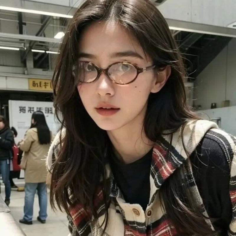 Fashion Small Oval Leopard Sunglasses Women Lovely Ins No Makeup Anti Blue Light Glasses Cute Decorative Computer Glasses 선글라스